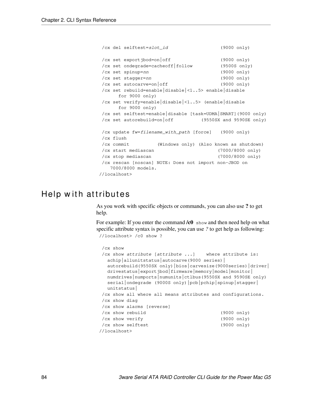 AMCC 9590SE-4ME manual Help with attributes 