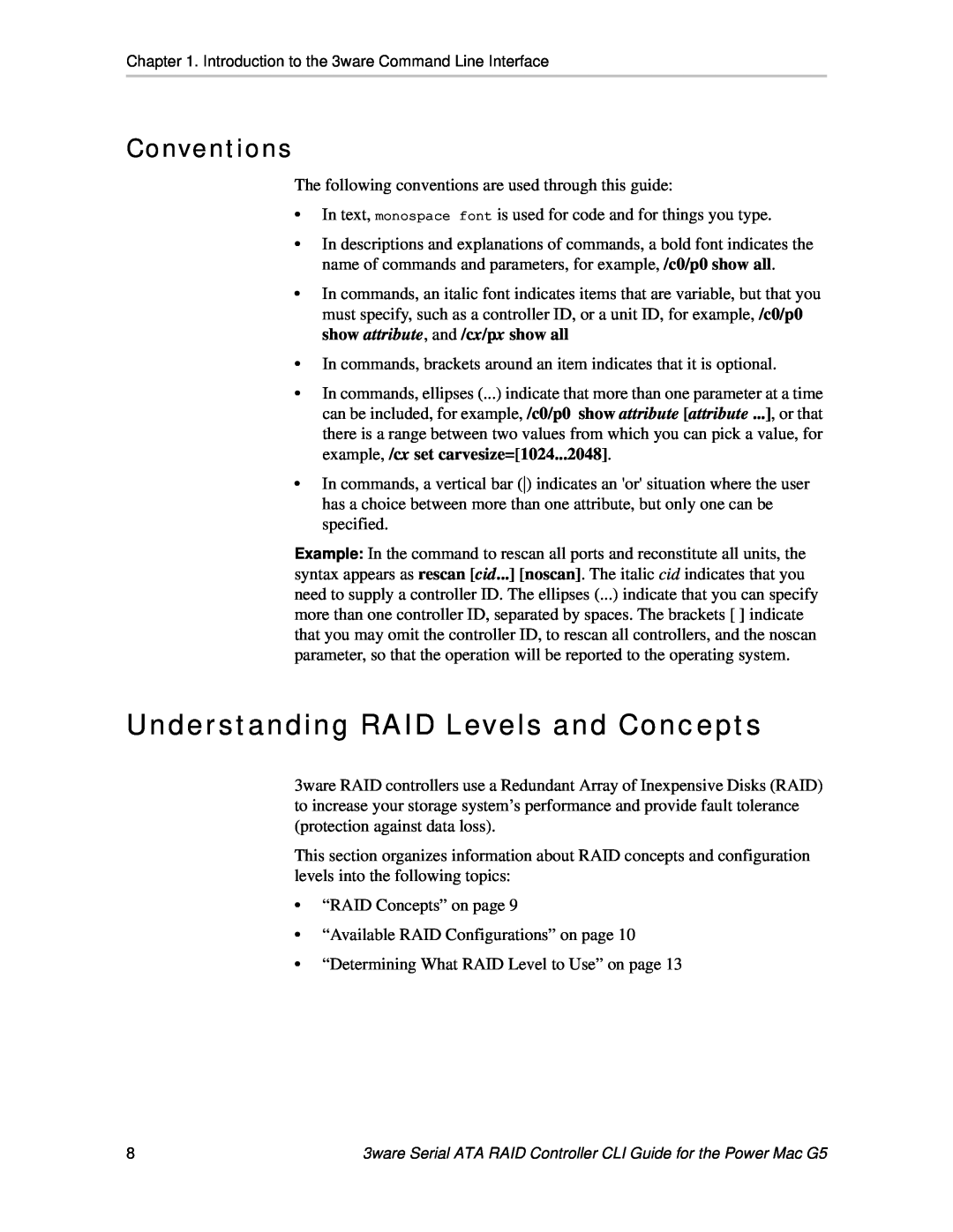 AMCC 9590SE-4ME manual Understanding RAID Levels and Concepts, Conventions 