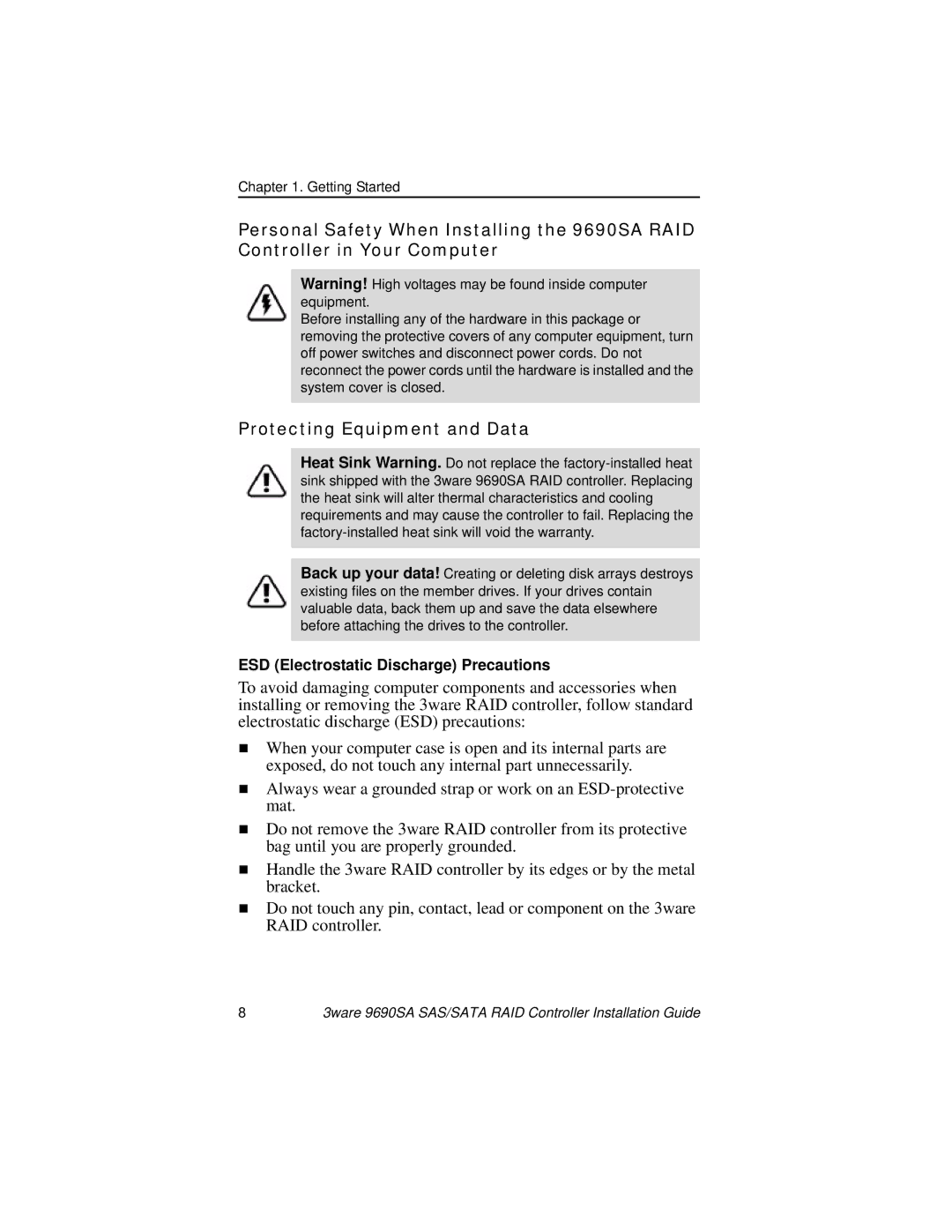 AMCC 9690SA manual Protecting Equipment and Data 