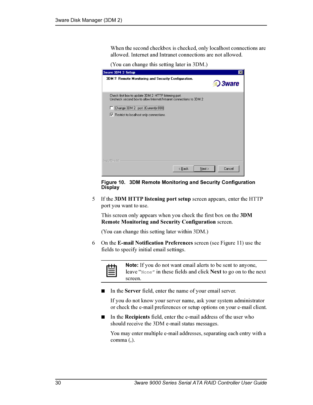 AMCC PN 720-0104-00 manual DM Remote Monitoring and Security Configuration Display 