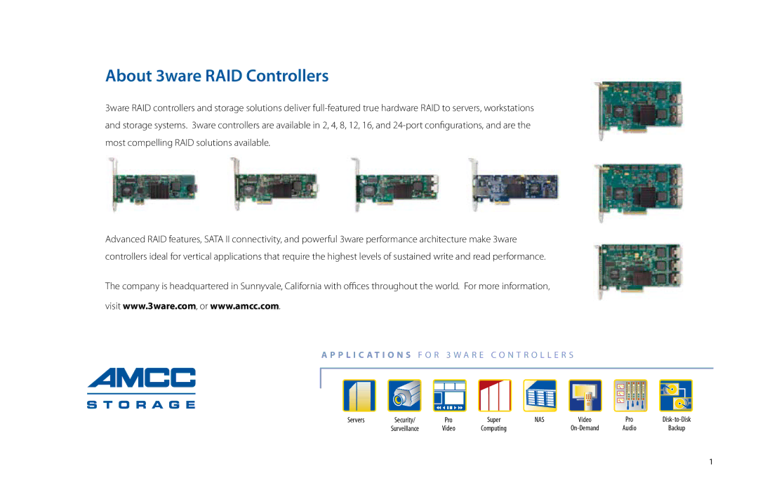 AMCC SIDECAR 3, 9550SX 2, 9650SE 2 manual About 3ware RAID Controllers 