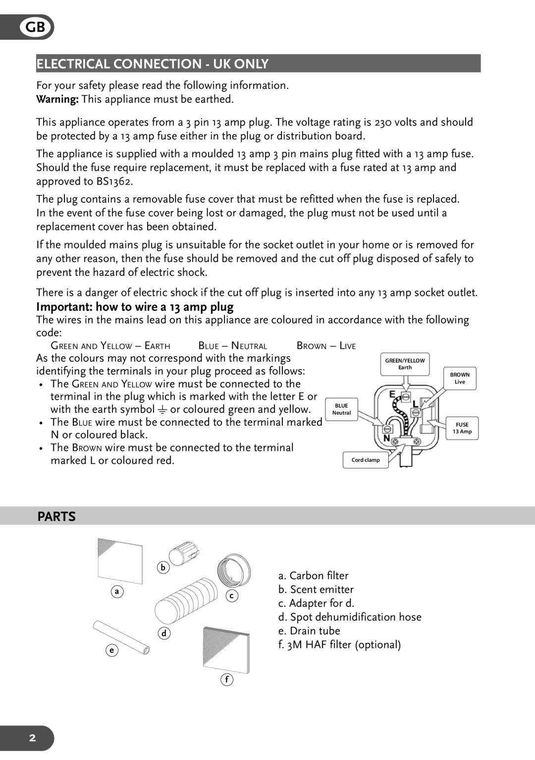 Amcor PLDA, 19EH, 25EH instruction manual Parts, Important how to wire a 13 amp plug 