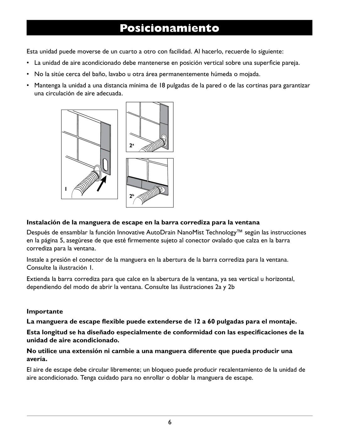 Amcor A12000EH owner manual Posicionamiento 