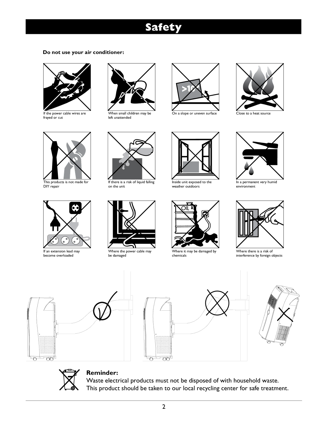 Amcor A12000EH owner manual Safety, Reminder 