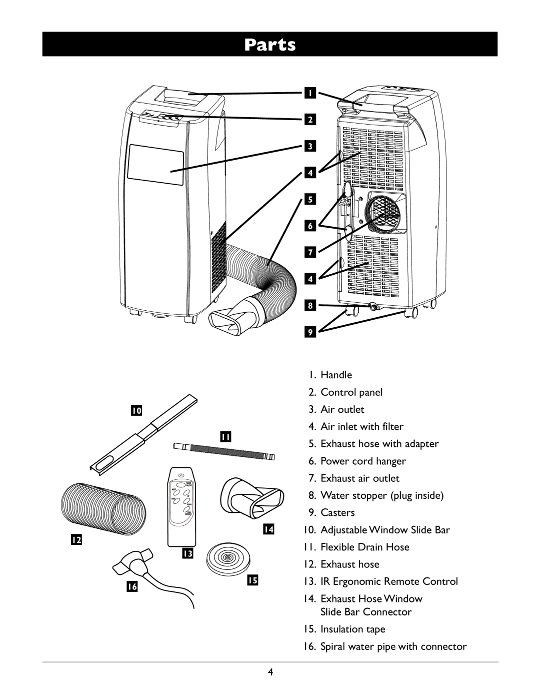 Amcor A12000EH owner manual Parts 