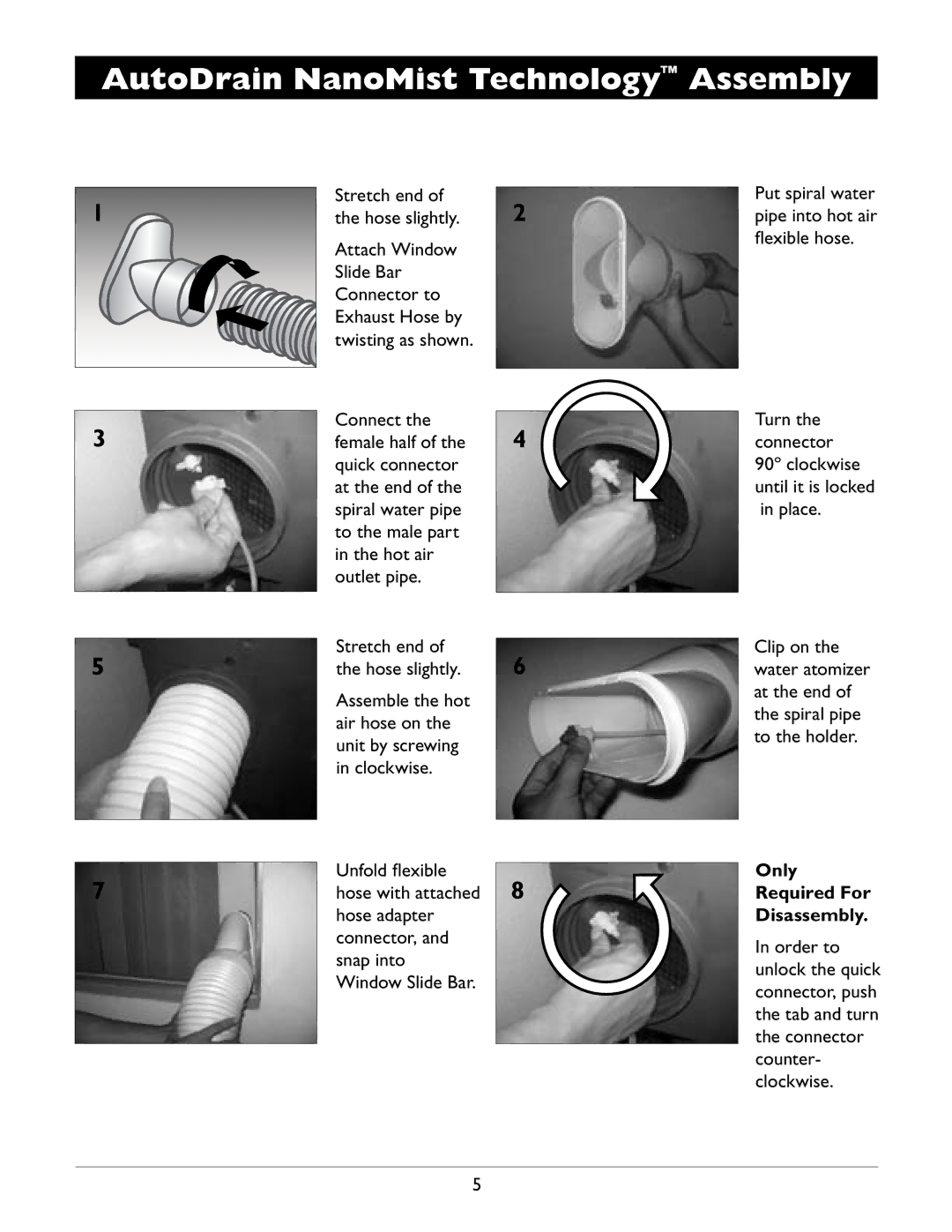 Amcor A12000EH owner manual AutoDrain NanoMist Technology Assembly, Only Required For Disassembly 