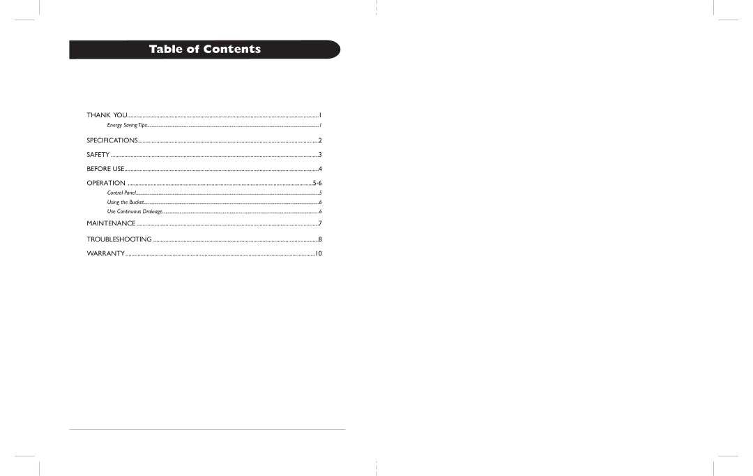 Amcor AHD-65E owner manual Table of Contents 