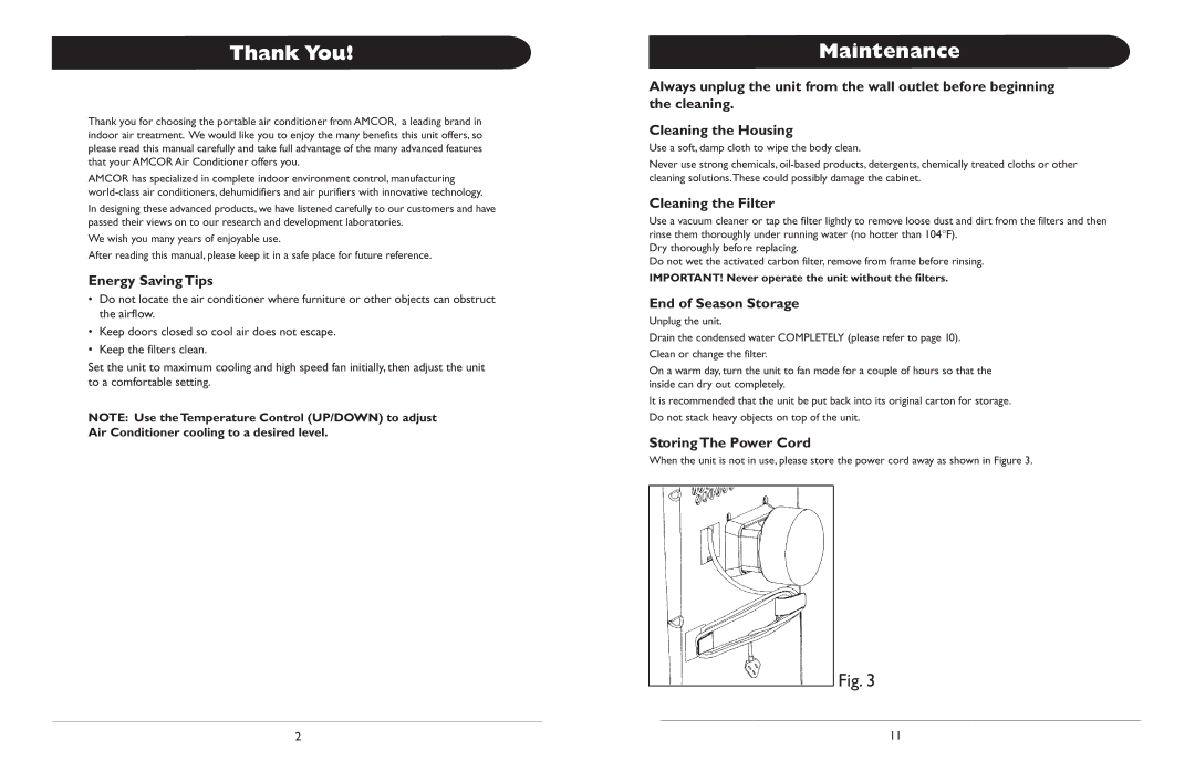 Amcor ALD 12000M owner manual Thank You, Maintenance 