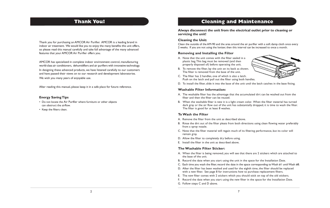 Amcor AM-90 IB owner manual Thank You, Cleaning and Maintenance 