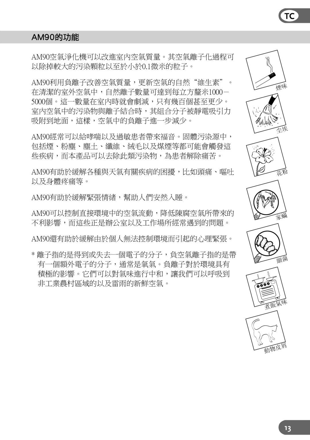 Amcor instruction manual AM90的功能 