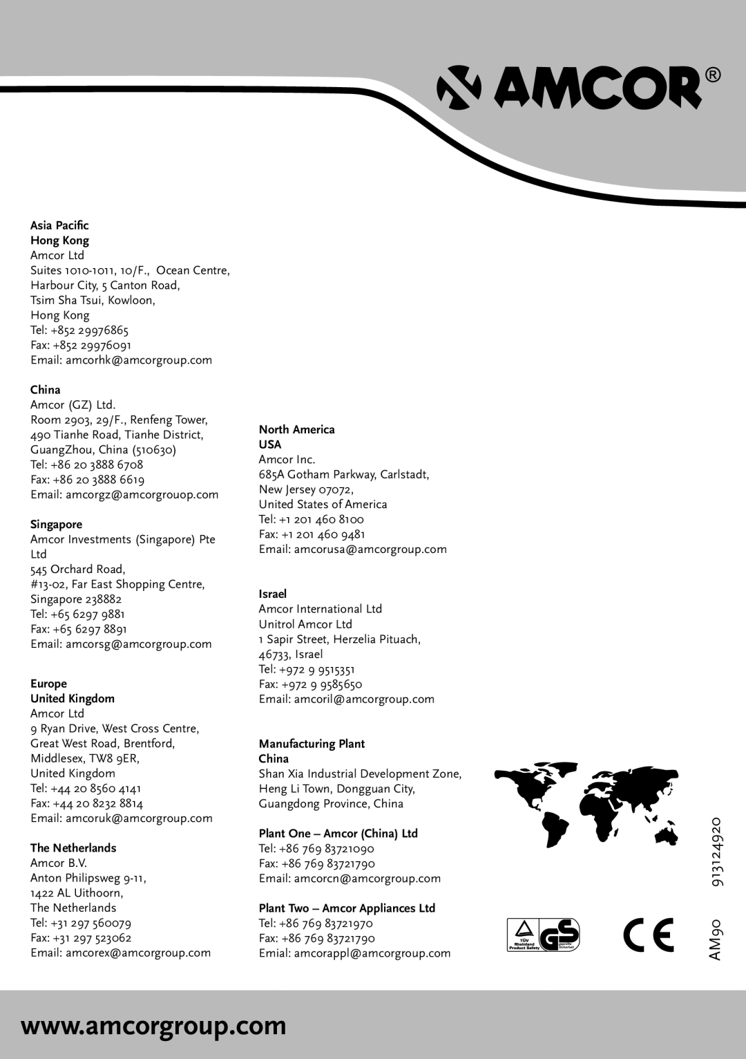 Amcor AM90 instruction manual 