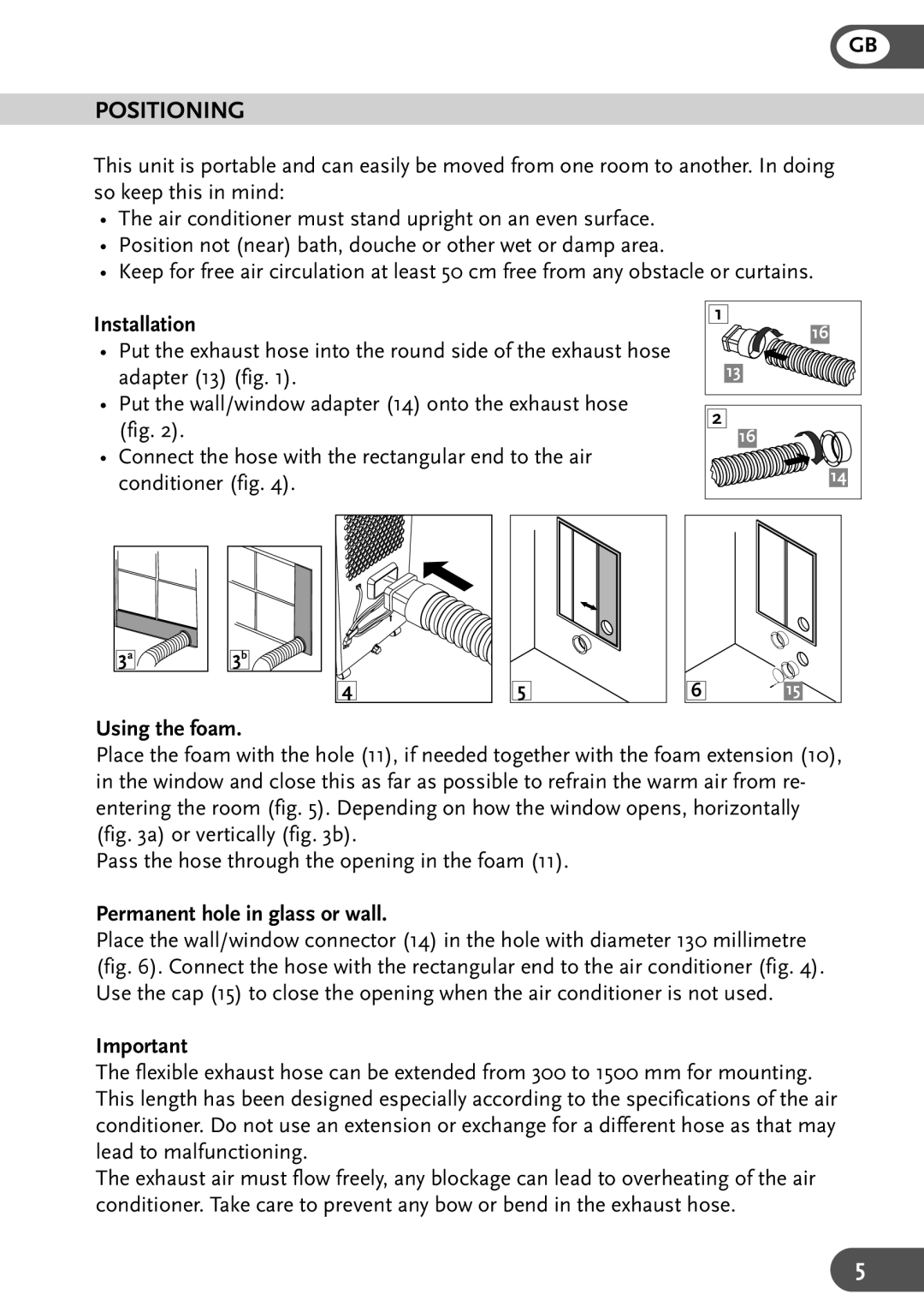 Amcor AMC 7KM-410, AMC 12KM-410, AMC 10KM-410 Positioning, Installation, Using the foam, Permanent hole in glass or wall 