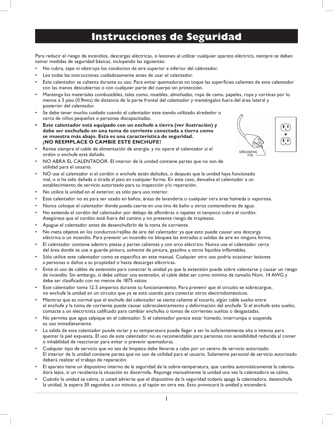 Amcor AMH8 owner manual Instrucciones de Seguridad, ¡NO Reemplace O Cambie Este Enchufe 