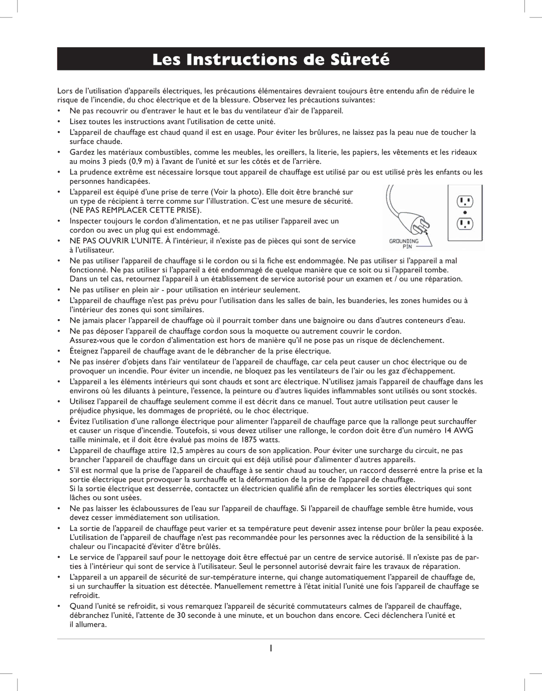 Amcor AMH8 owner manual Les Instructions de Sûreté, NE PAS Remplacer Cette Prise 