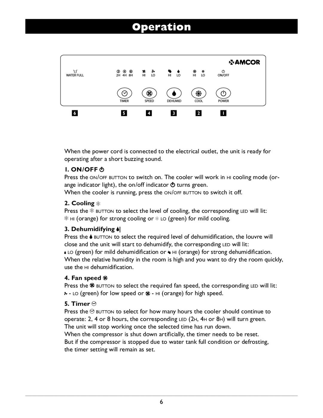 Amcor APC2000E owner manual Operation 