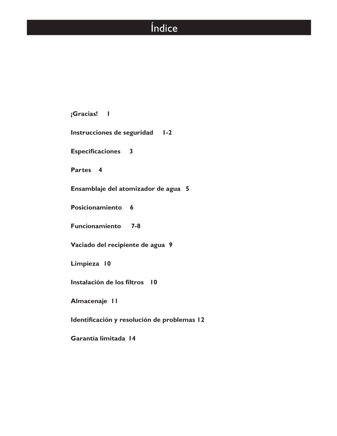 Amcor CF14000E owner manual Índice 