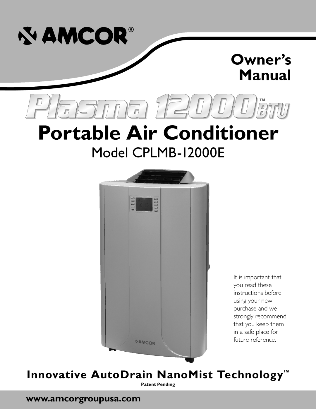 Amcor CPLMB-12000E owner manual Portable Air Conditioner 