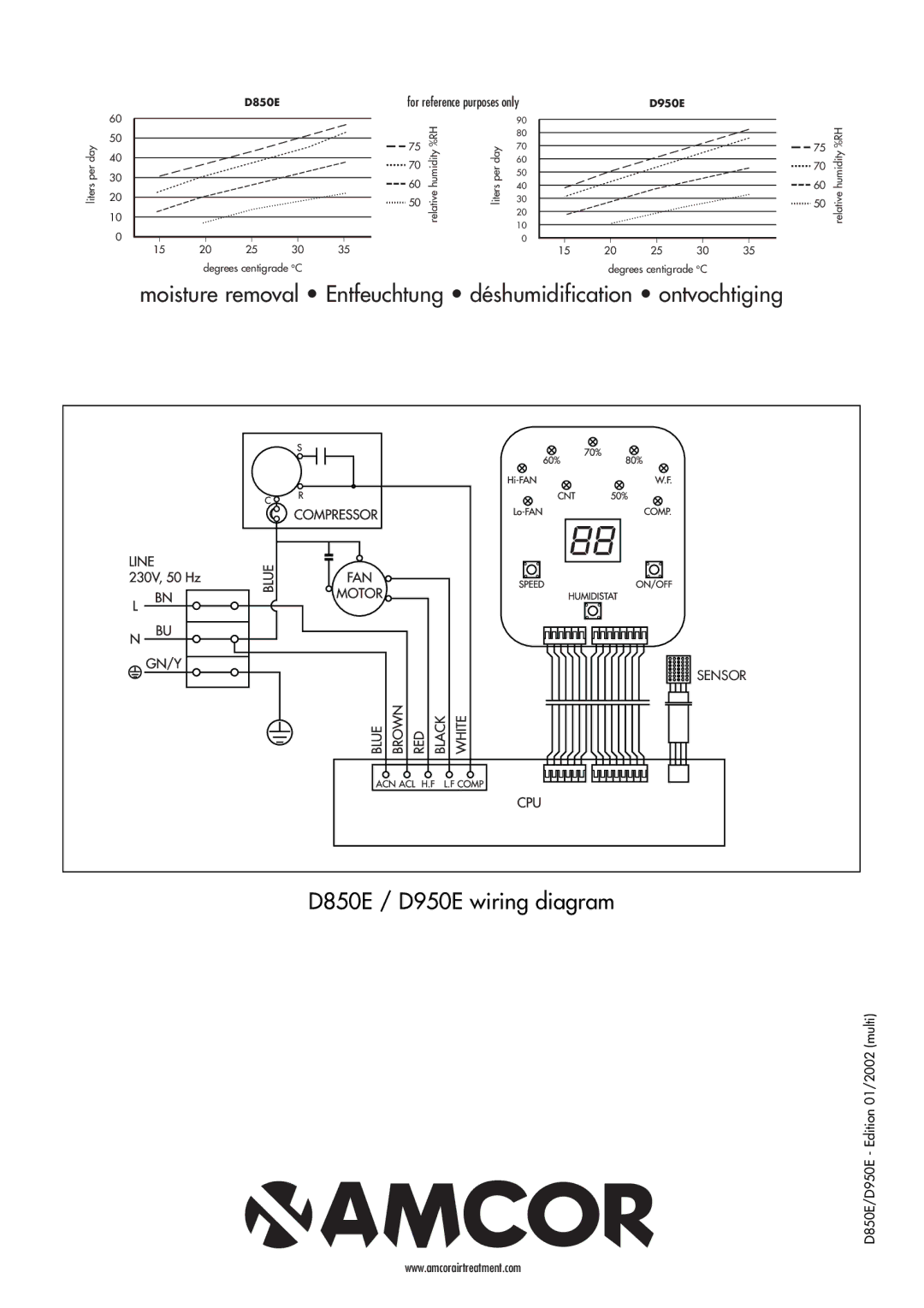 Amcor instruction manual D850E / D950E wiring diagram 