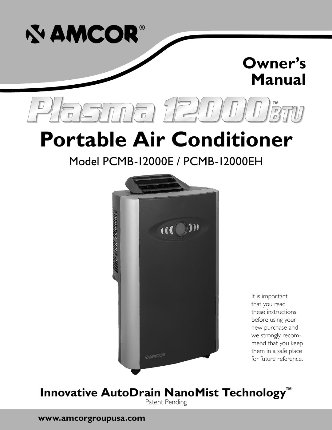 Amcor PCMB-12000EH owner manual Portable Air Conditioner 