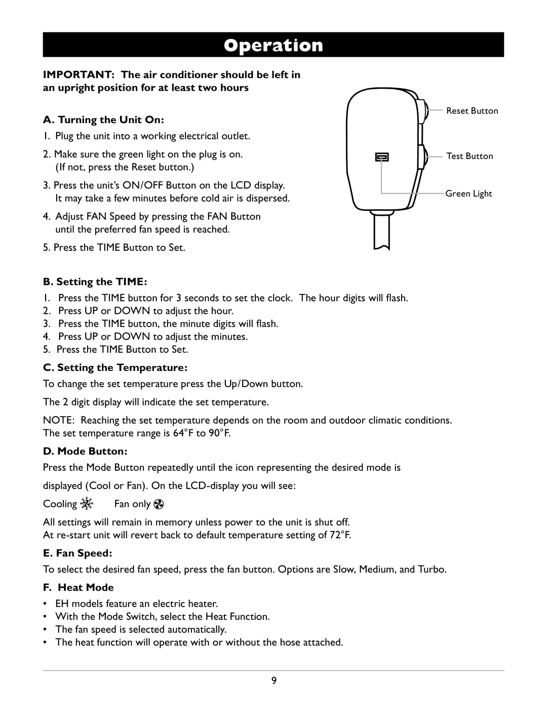 Amcor PCMB-12000EH owner manual Operation 