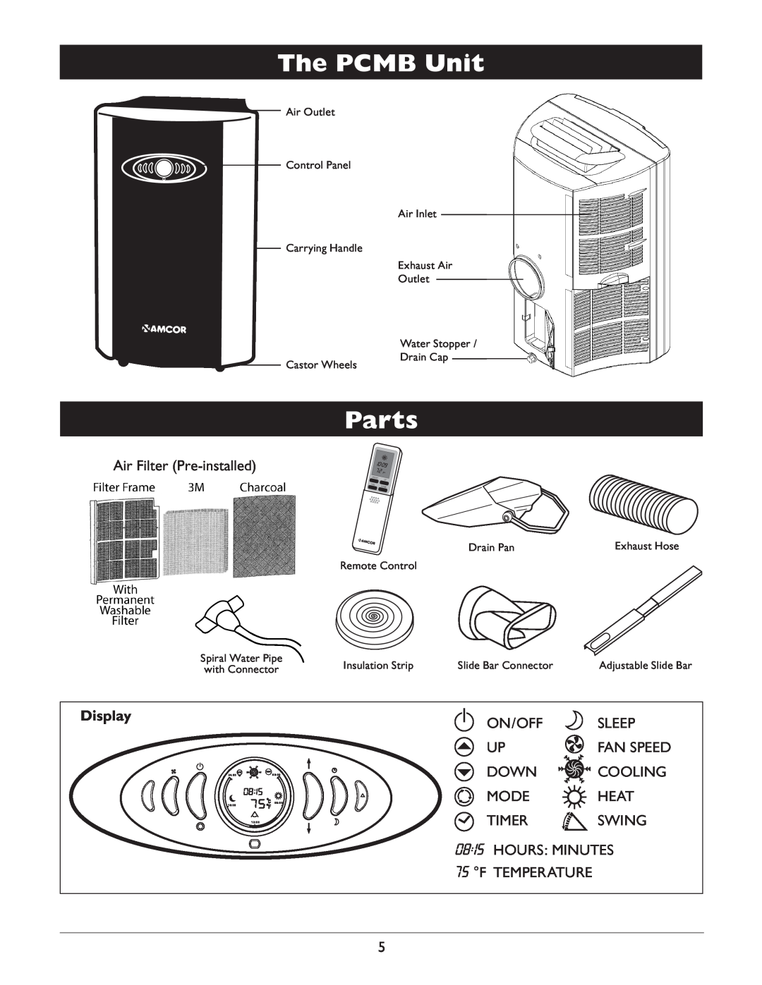 Amcor PCMB-12000EH owner manual The PCMB Unit, Parts, Display 