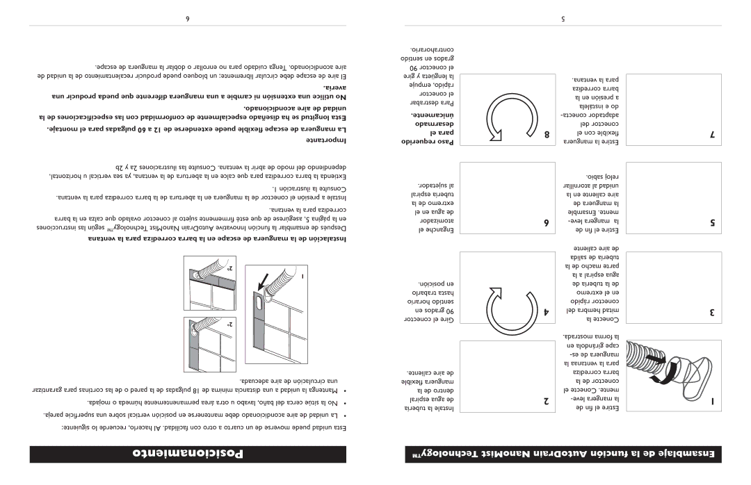 Amcor Portable Air Conditioner owner manual Posicionamiento, Únicamente, Desarmado, El para, Requerido Paso 