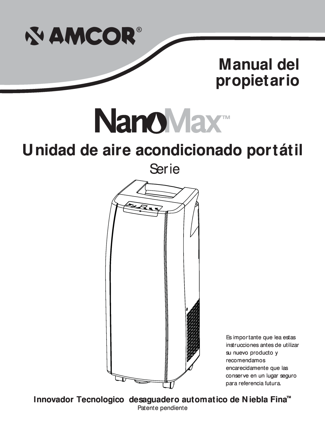 Amcor PORTABLE AIRCONDITIONER owner manual Manual del propietario, Unidad de aire acondicionado portátil, Serie 