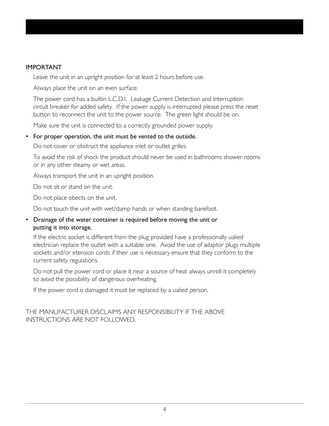 Amcor PVMB-12000E owner manual Before Use, For proper operation, the unit must be vented to the outside 