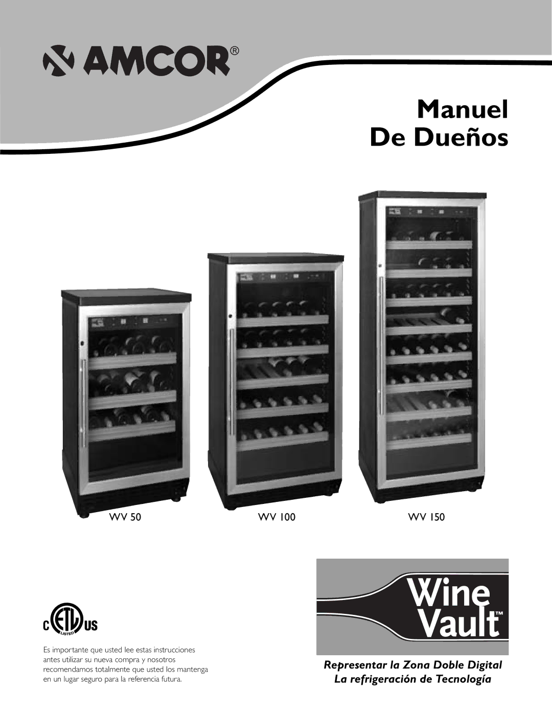 Amcor WV 50, WV-100, WV 150 owner manual Manuel De Dueños 