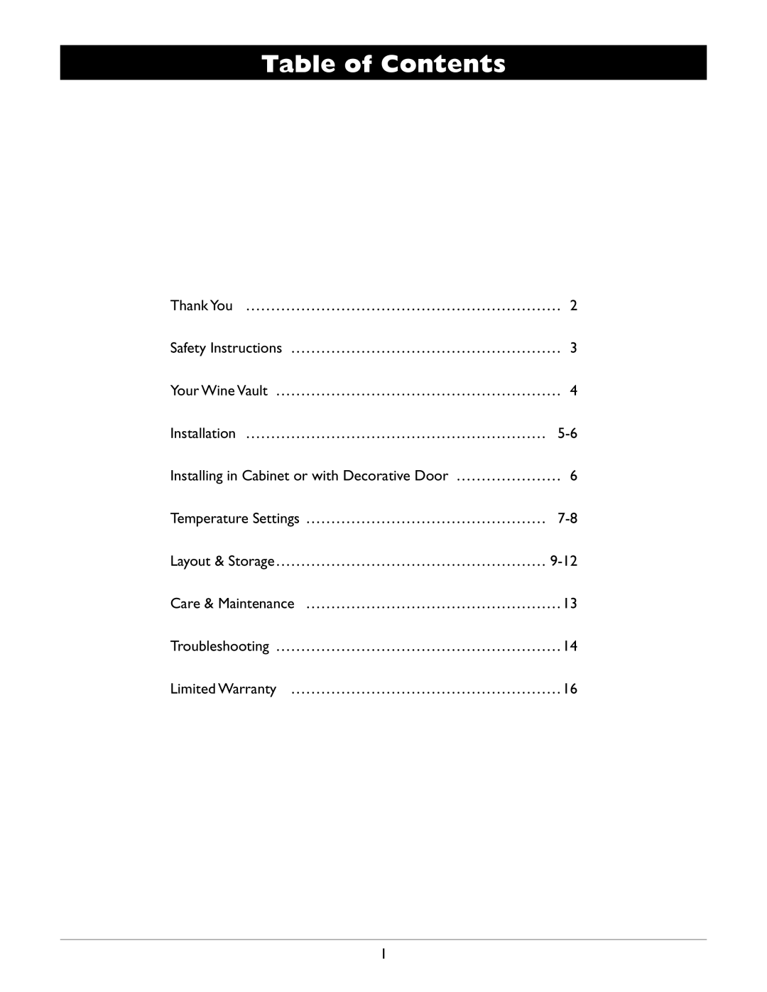 Amcor WV 50, WV-100, WV 150 owner manual Table of Contents 