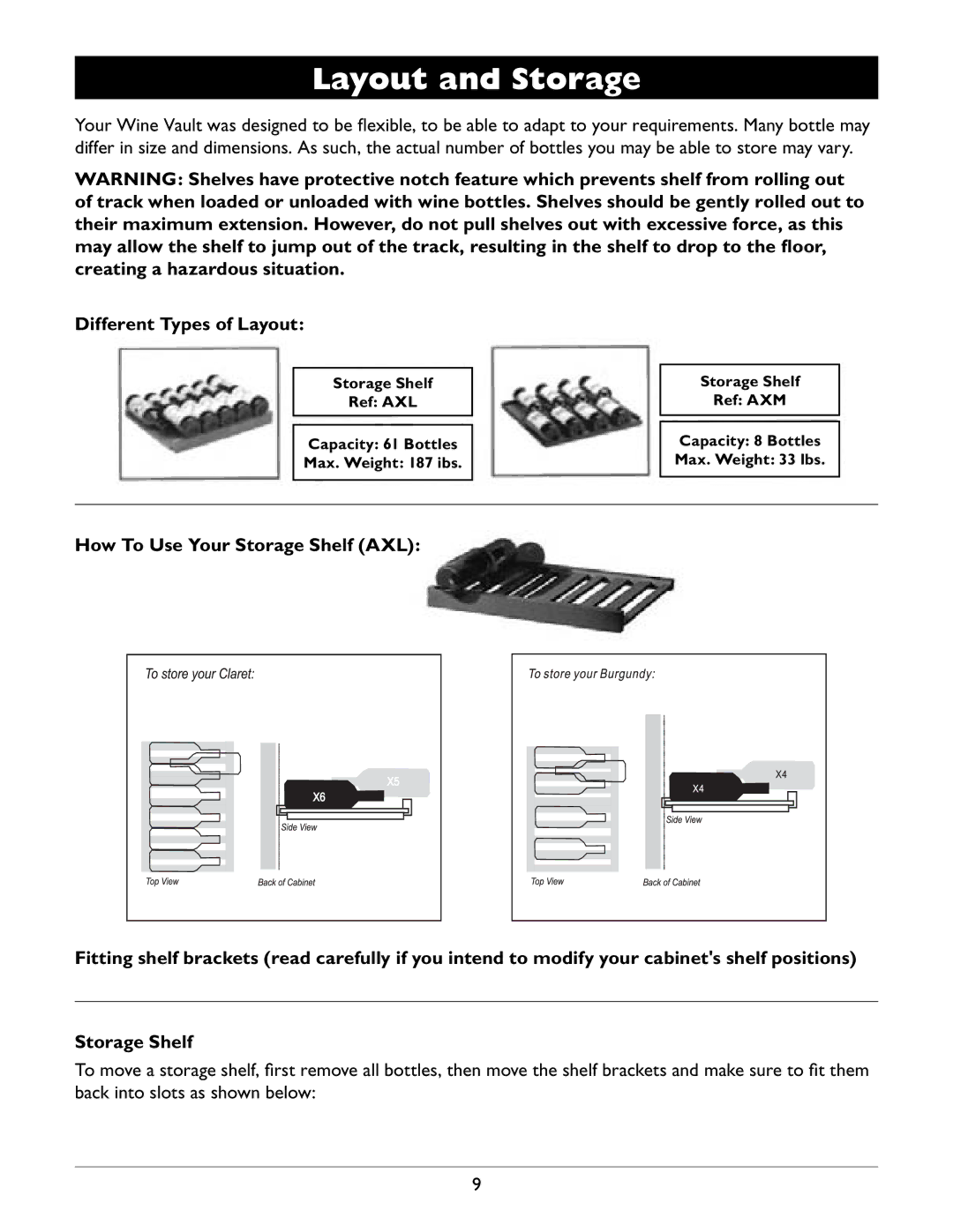 Amcor WV 50 owner manual Layout and Storage, Different Types of Layout 