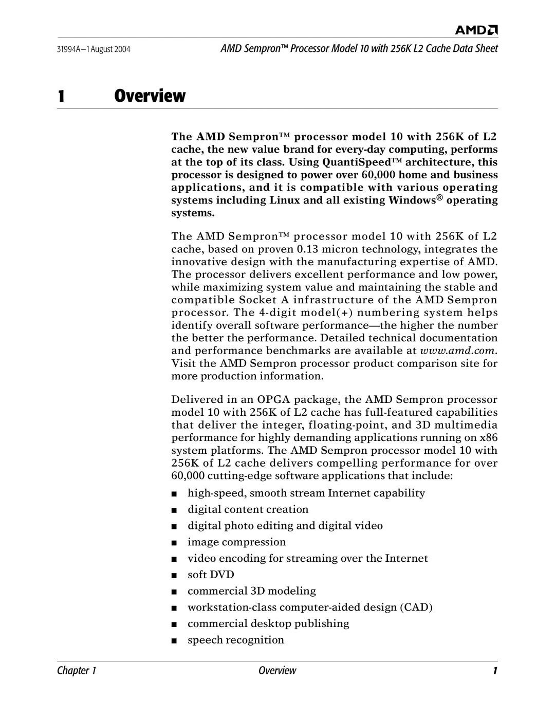 AMD 10 manual Overview 