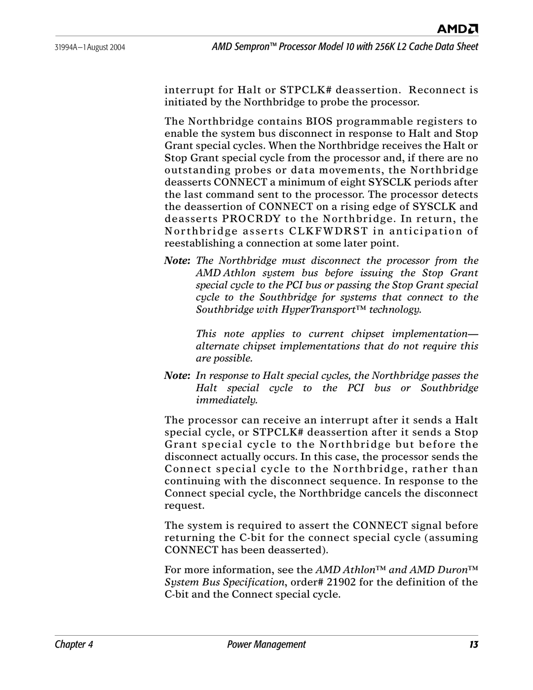 AMD manual AMD Sempron Processor Model 10 with 256K L2 Cache Data Sheet 