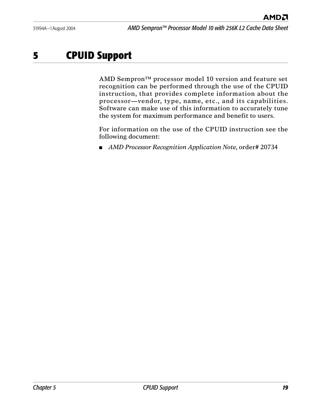 AMD 10 manual Cpuid Support 