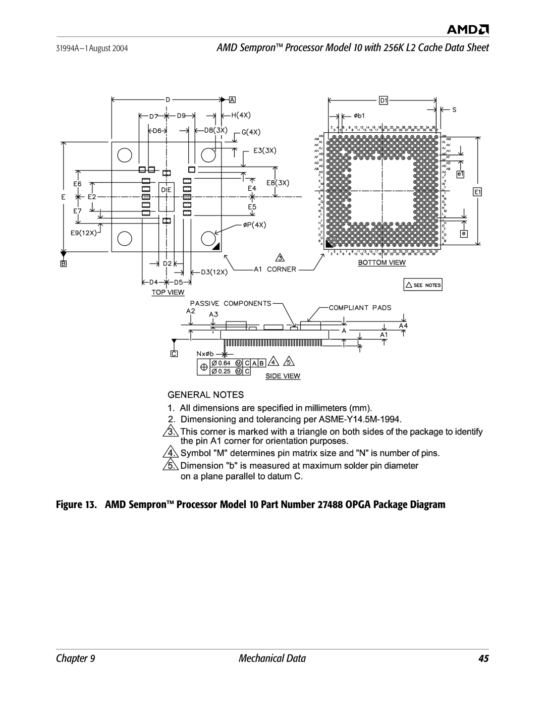 AMD 10 manual Chapter Mechanical Data 