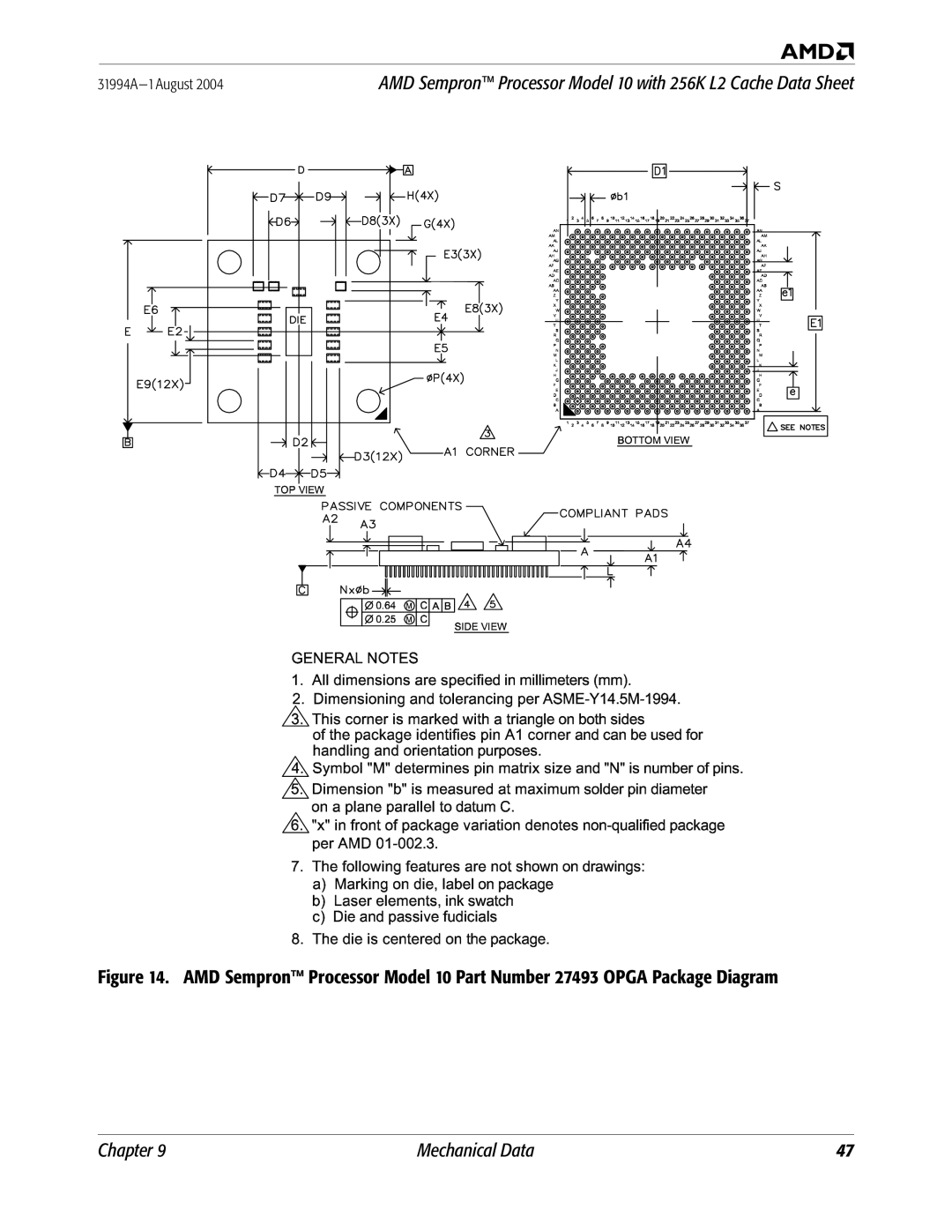 AMD 10 manual Chapter Mechanical Data 