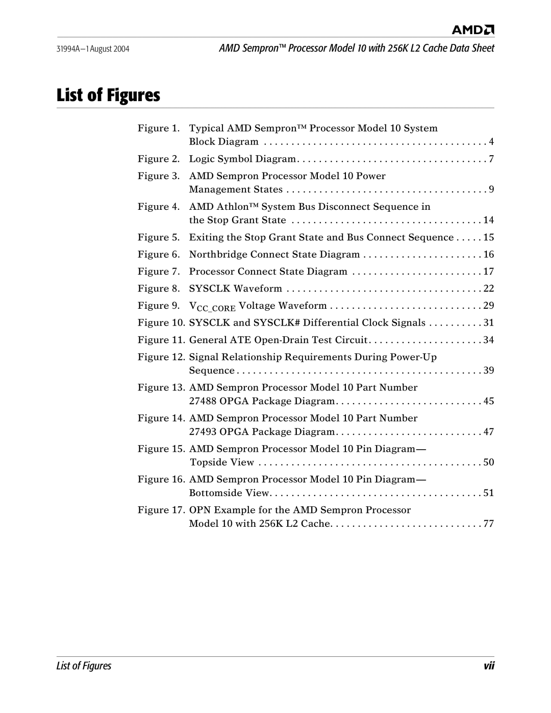 AMD manual List of Figures, Typical AMD Sempron Processor Model 10 System Block Diagram 