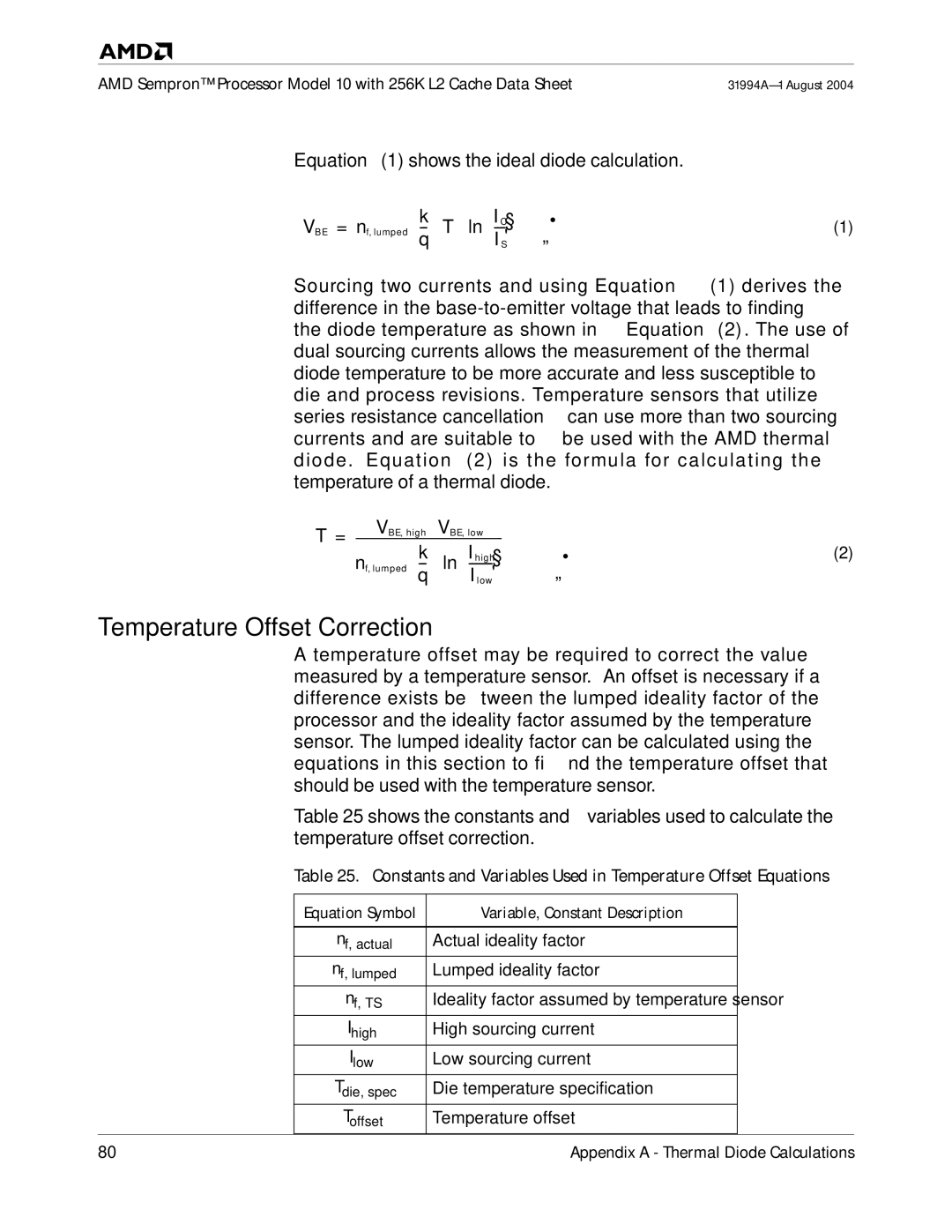 AMD 10 manual Temperature Offset Correction 