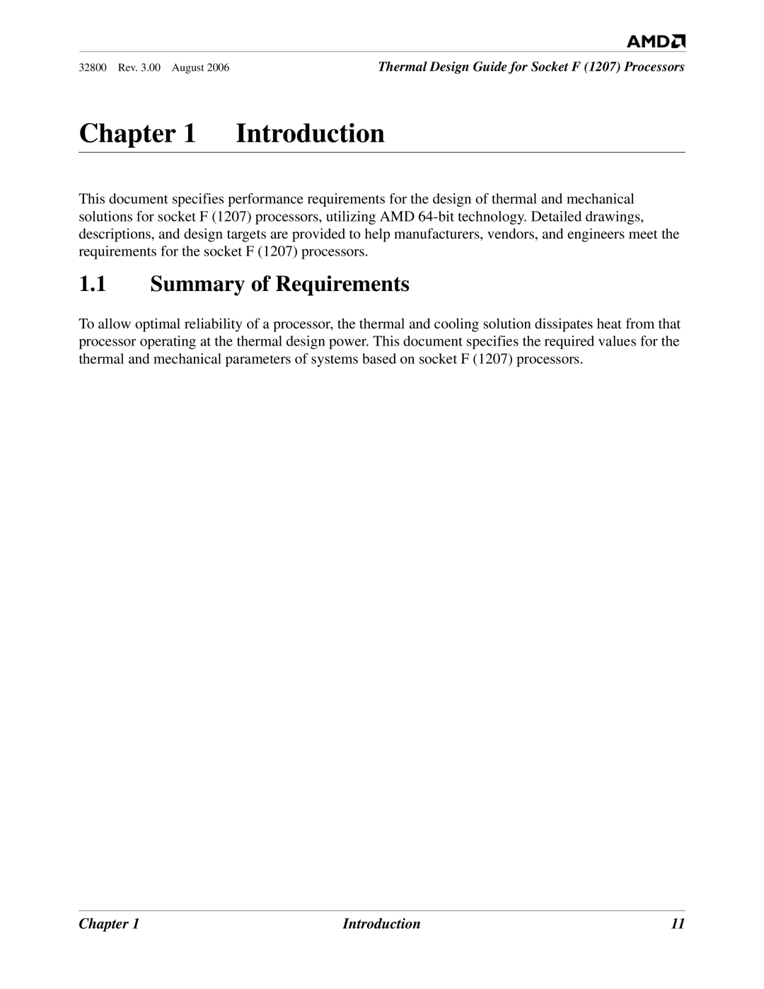 AMD 1207 manual Summary of Requirements, Chapter Introduction 