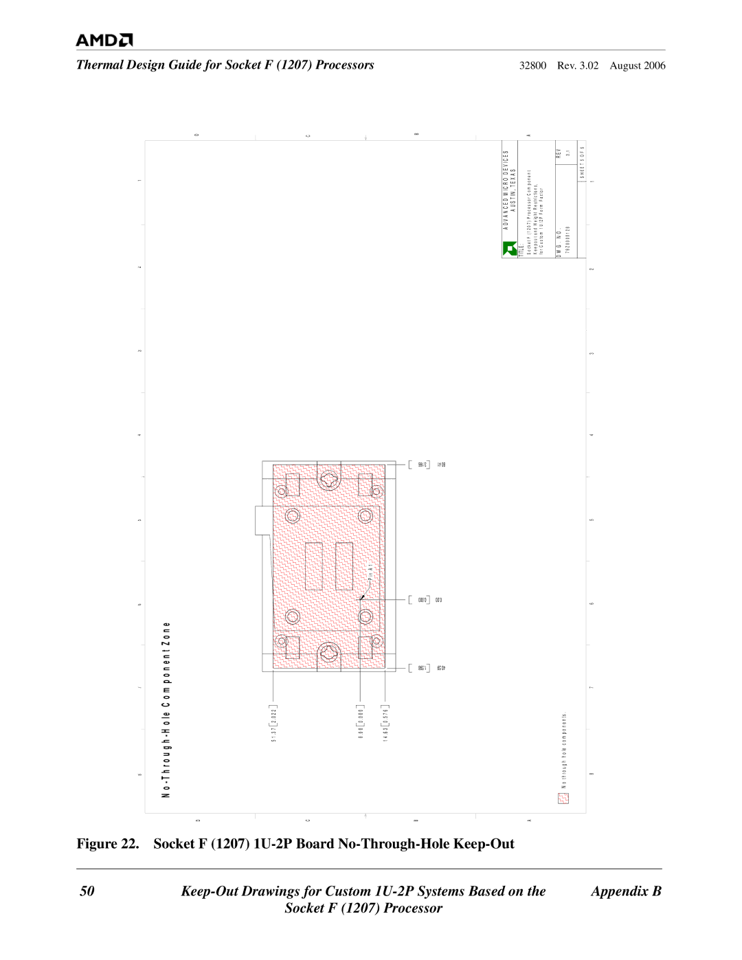 AMD 1207 manual Keep-Out, 2P Board No-Through-Hole Keep, 598 000 166 40.59 80.41 