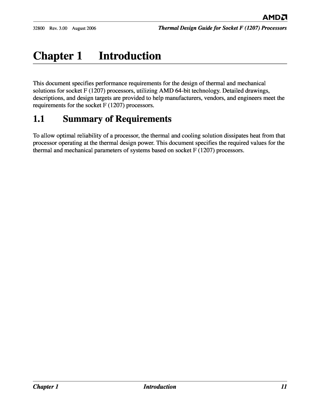 AMD 1207 manual Introduction, Summary of Requirements, Chapter 