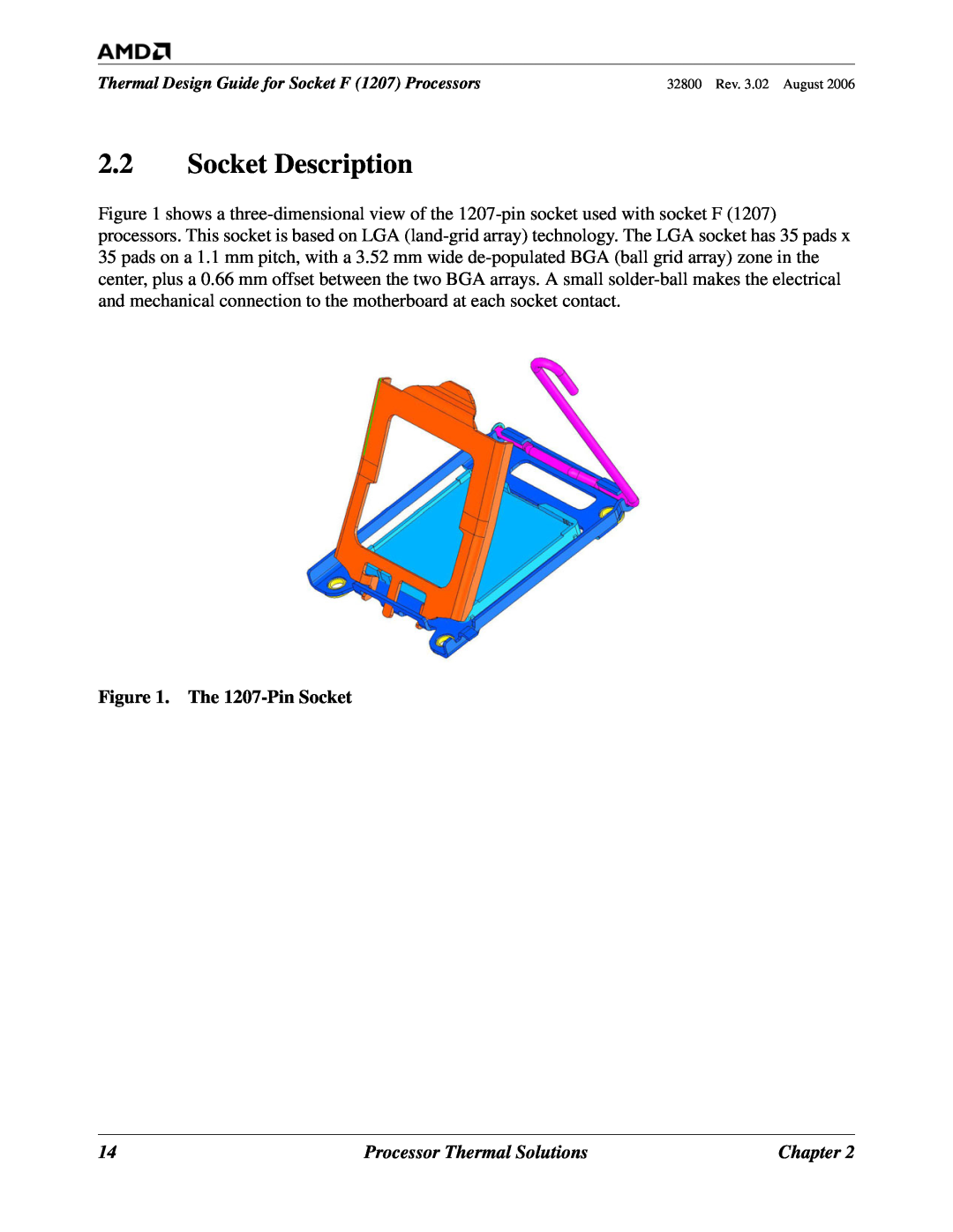 AMD manual Socket Description, The 1207-Pin Socket, Processor Thermal Solutions 