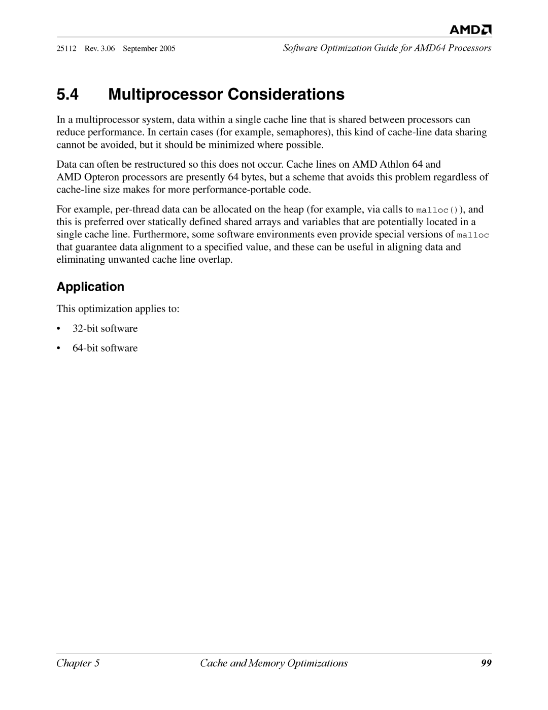 AMD 250 manual Multiprocessor Considerations, Application 