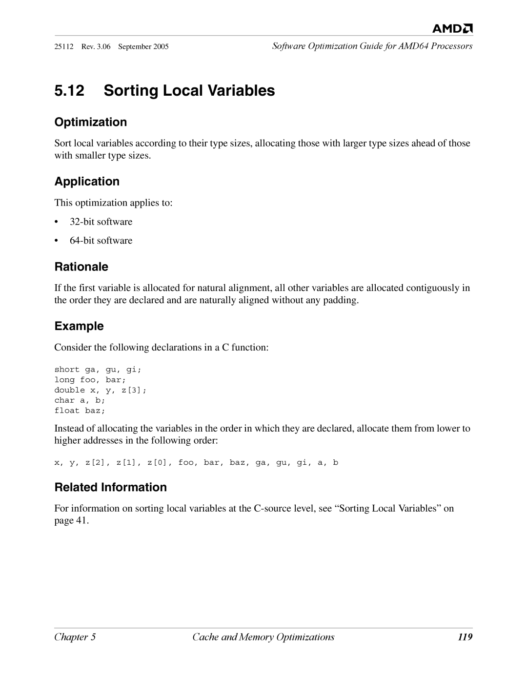 AMD 250 manual Sorting Local Variables, 119 