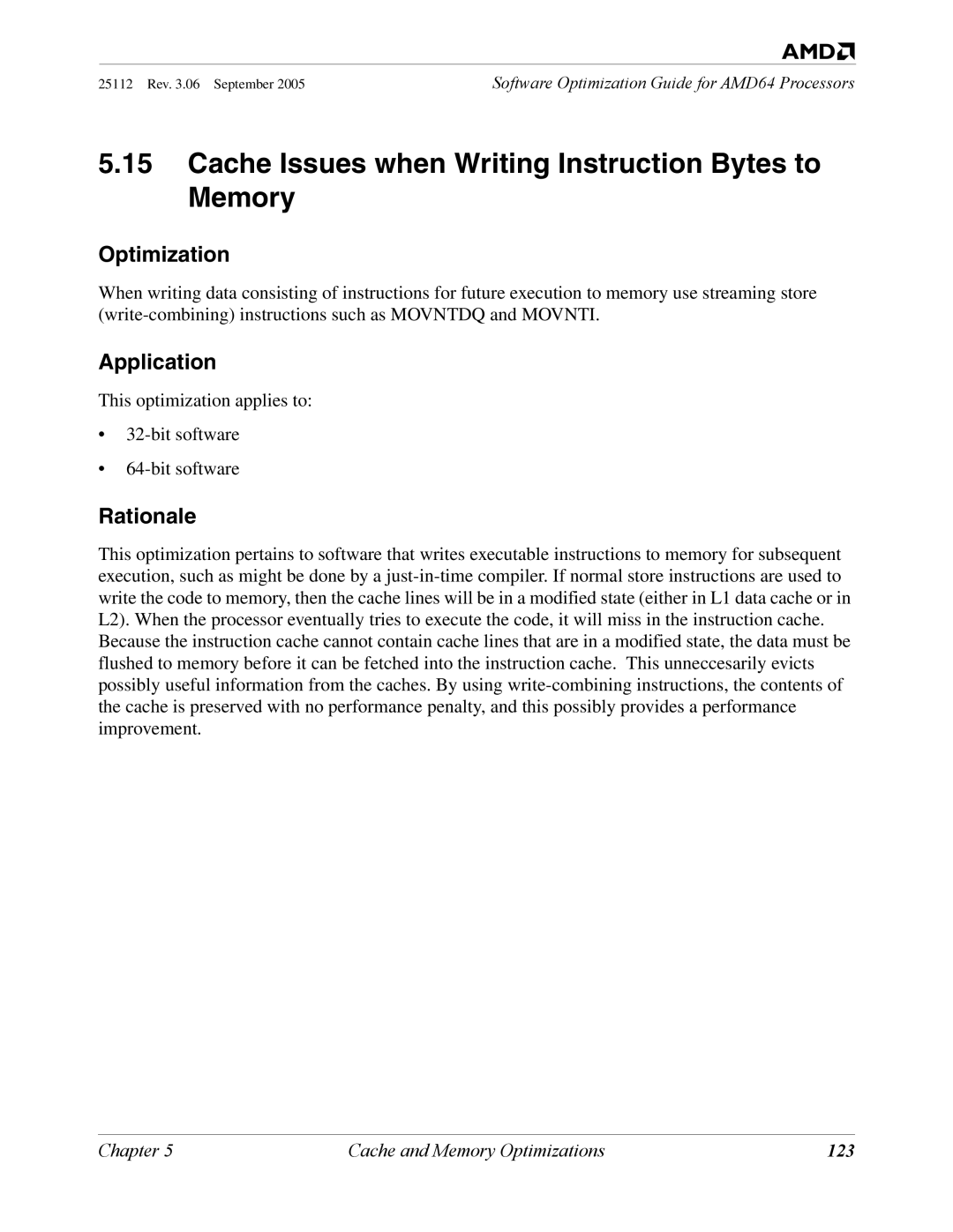 AMD 250 manual Cache Issues when Writing Instruction Bytes to Memory, 123 