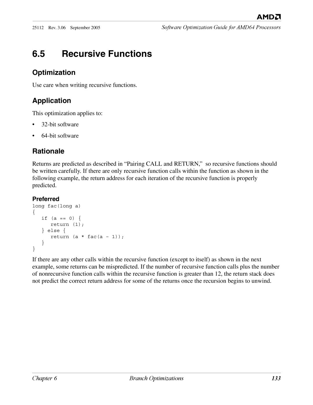 AMD 250 manual Recursive Functions, 133 