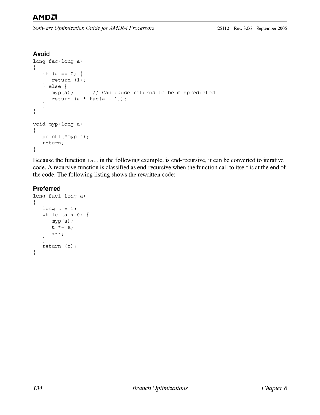 AMD 250 manual Avoid, 134 