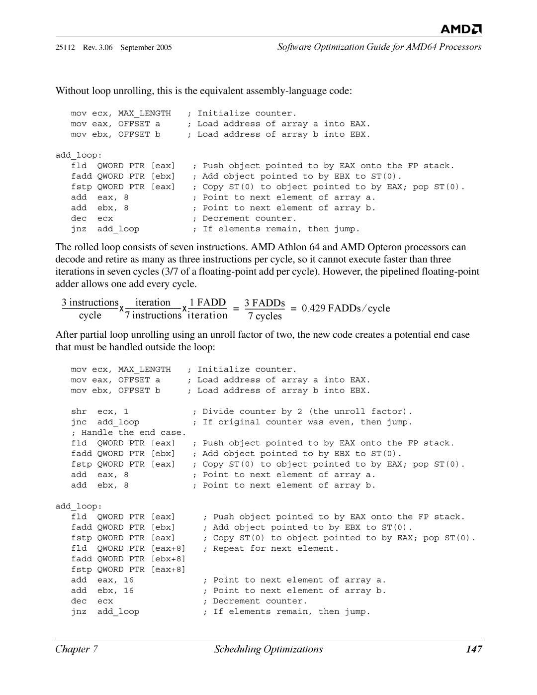 AMD 250 manual Fadd, 147 