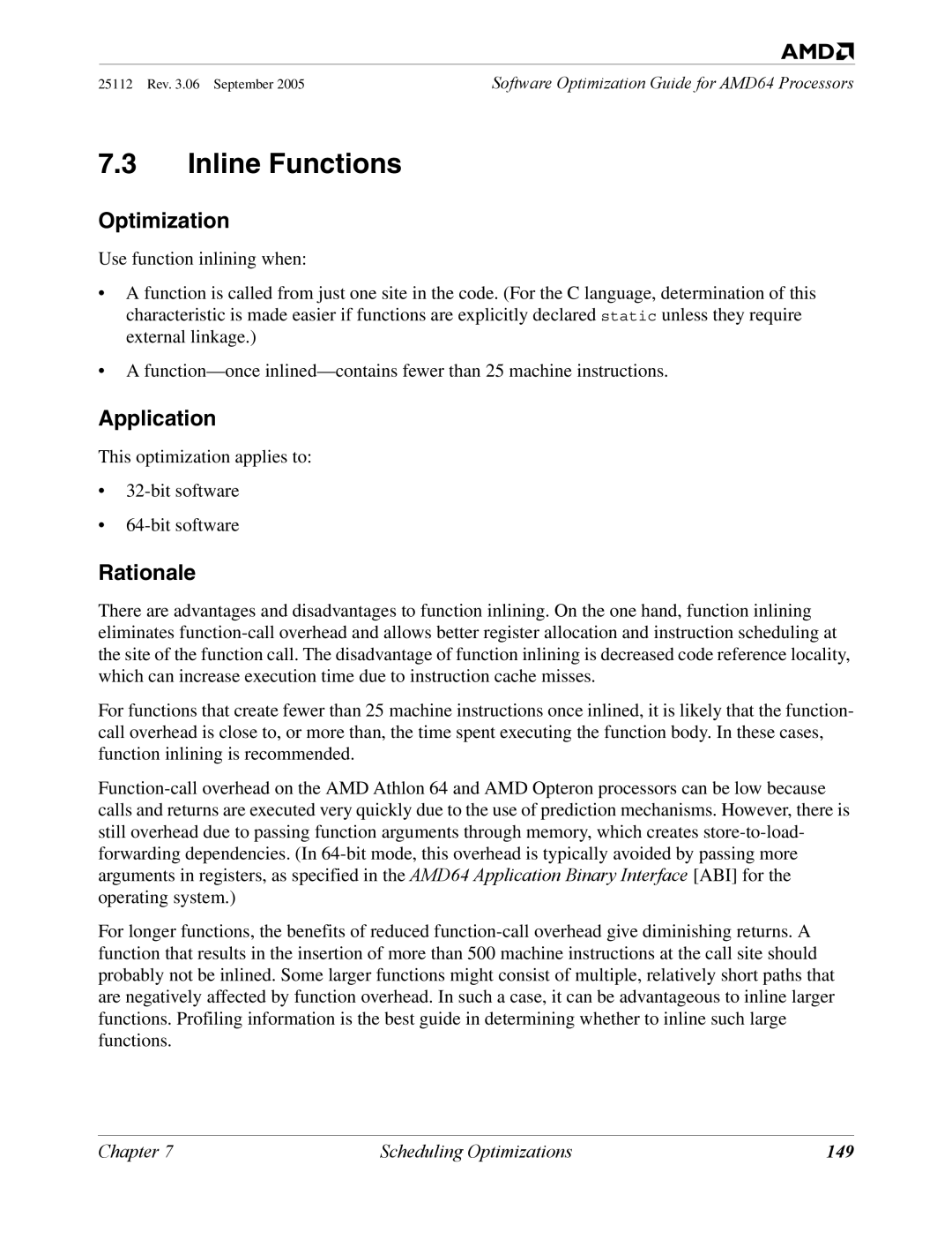 AMD 250 manual Inline Functions, 149 