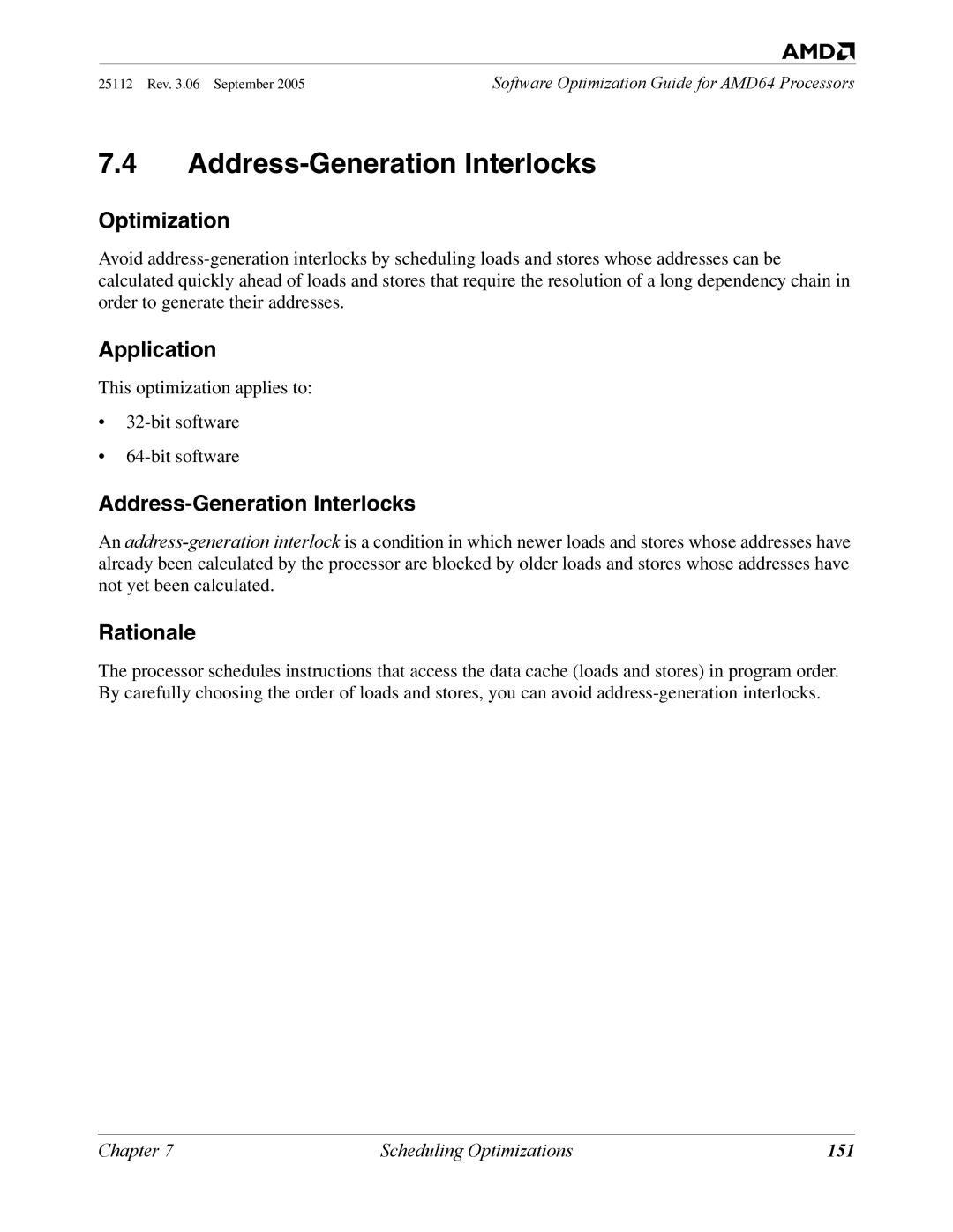 AMD 250 manual Address-Generation Interlocks, 151 